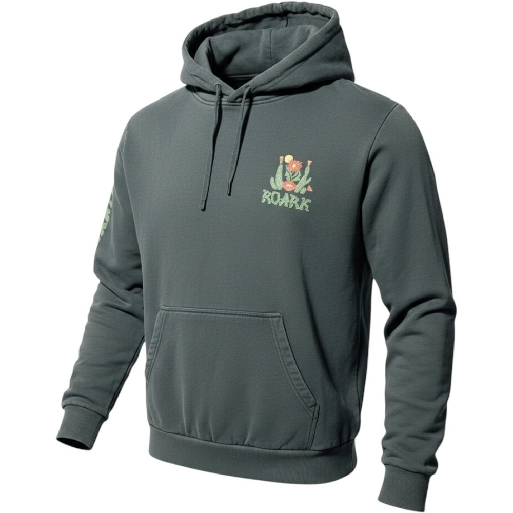 Roark Hoodie Mens Large Green Cotton Graphic Cactus Seek and Explore Pullover
